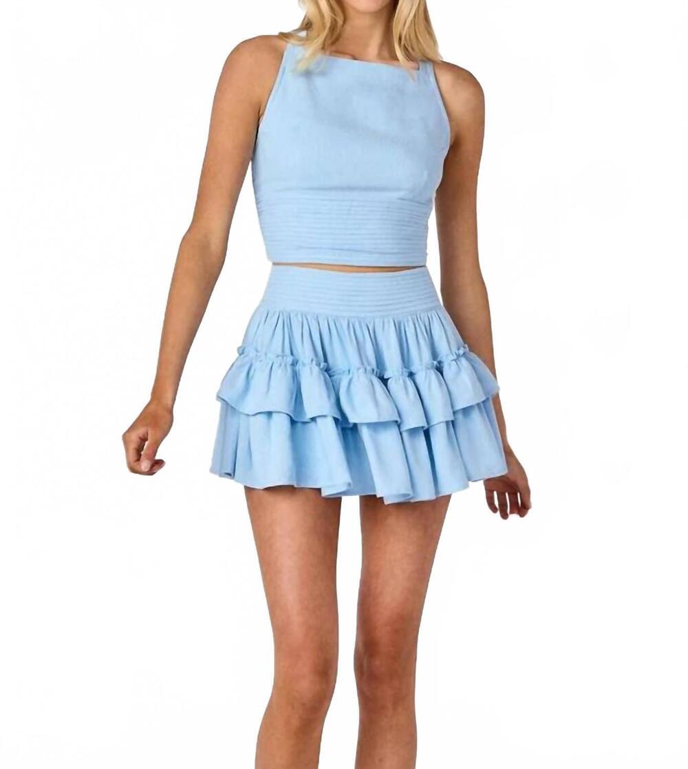 NEW CAKE FOR DINNER pisa pleated skirt in blue